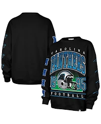 '47 Brand Women's Black Carolina Panthers Go Big Oversized Pullover Sweatshirt