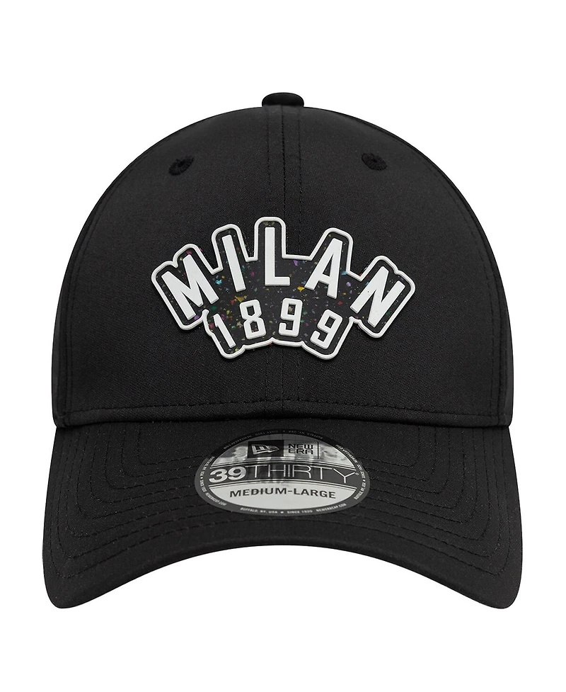 New Era Men's Black Ac Milan Recycled Rubber 39THIRTY Fitted Hat