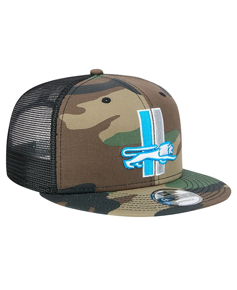New Era Men's Camo Detroit Lions Alternate Logo Main Trucker 9FIFTY Snapback Hat