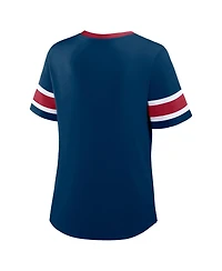 Fanatics Women's Navy Houston Texans Plus Red Zone Athena Lace-Up V-Notch Neck T-Shirt