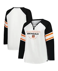 Fanatics Women's White Cincinnati Bengals Plus Size Redzone Lace Up Long Sleeve T-Shirt