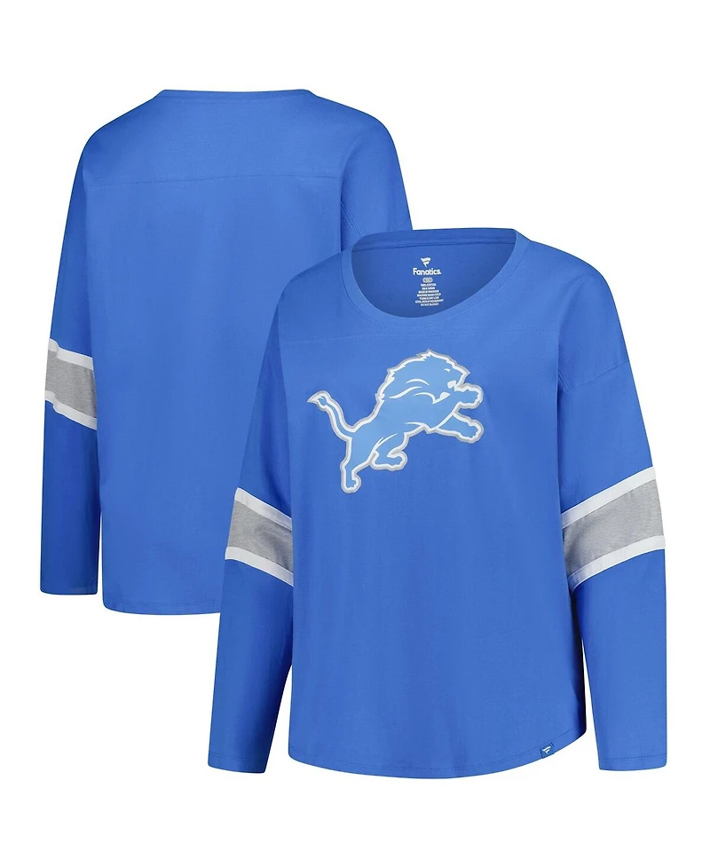 Fanatics Women's Blue Detroit Lions Plus Size Redzone 3/4-Sleeve Scoop Neck T-Shirt
