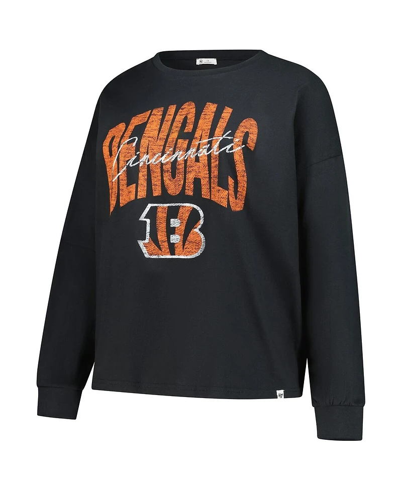 '47 Brand Women's Black Cincinnati Bengals Plus Size Muse Sydney Long Sleeve T-Shirt