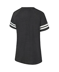 Fanatics Women's Charcoal Cleveland Browns Plus Logo Striped Raglan Notch Neck T-Shirt