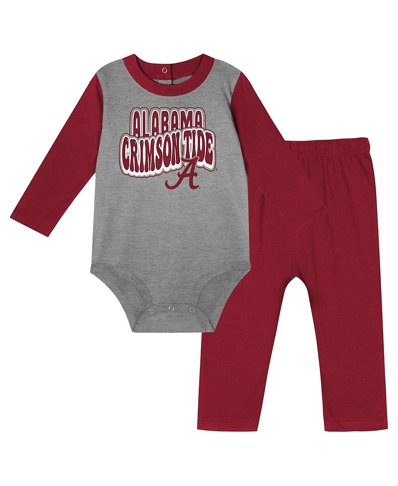 Outerstuff Baby Boys and Girls Alabama Crimson Tide Double Up Long Sleeve Bodysuit Pant Set