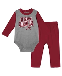 Outerstuff Baby Boys and Girls Alabama Crimson Tide Double Up Long Sleeve Bodysuit Pant Set