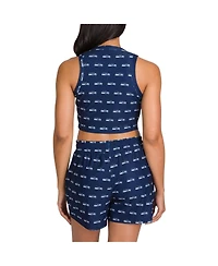 Concepts Sport Women's Seattle Seahawks Gauge Allover Print Cropped Tank Top Shorts Sleep Set