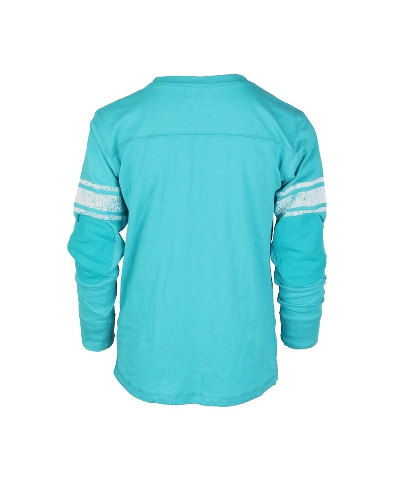 Wes Willy Big Boys and Girls Aqua Miami Dolphins Football Long Sleeve T-Shirt