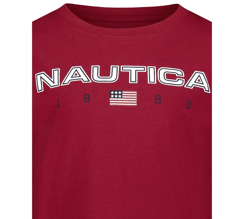 Nautica Boys 2T-7 Usa Flag Design Long Sleeve T-Shirt