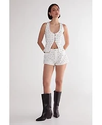 Studded Denim Corset Top Shorts