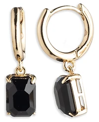 Lauren Ralph Glass Stone Drop Huggie Earrings