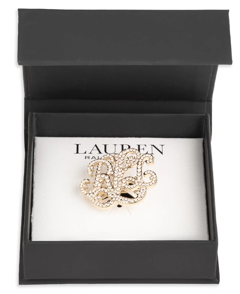 Lauren Ralph Crystal Stone Script Pin