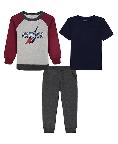 Nautica Boys 2T-7 3-Piece T-Shirt and Joggers Set