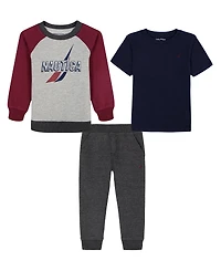 Nautica Boys 2T-7 3-Piece T-Shirt and Joggers Set