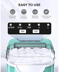 Cowsar Countertop Ice Maker Machine, 8 Cubes 6 mins, 26lb/Day with 2 Sizes- Portable Mini, Basket/Scoop for Home/Party/Bar