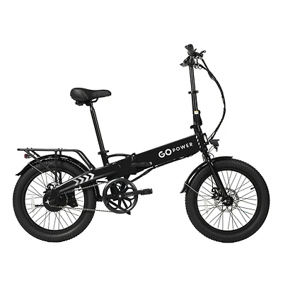 GoPowerBike GoVolt Folding Electric Bike for Adults | 20" Tires | 500W Motor | 45+ Mile Range | 20mph Top Speed | Class 1 & 2 eBike | Black