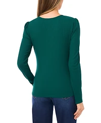 CeCe Women's Long Sleeve Front Keyhole Top