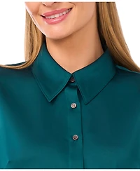 CeCe Women's 3/4-Sleeve Tie Cuffs Button-Down Blouse