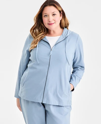 Style & Co Plus Zip-Up Hooded Sweatshirt, Exclusively at Macy's