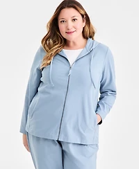Style & Co Plus Zip-Up Hooded Sweatshirt, Exclusively at Macy's