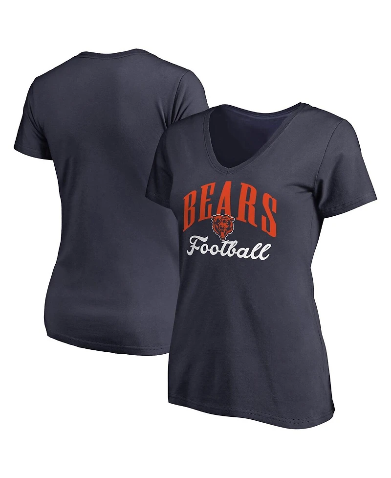 Fanatics Mto Label Women's Navy Chicago Bears Victory Script V-Neck T-Shirt