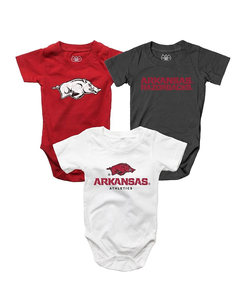 Wes & Willy Baby Boys and Girls Arkansas Razorbacks 3-Pack Bodysuit Set