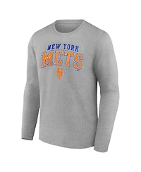 Fanatics Men's Heather Gray New York Mets Iconic Logo Long Sleeve T-Shirt