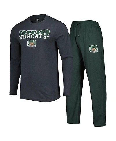 Concepts Sport Men's Green/Charcoal Ohio Bobcats Meter Long Sleeve Top and Pants Sleep Set