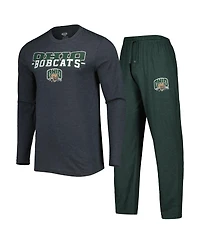 Concepts Sport Men's Green/Charcoal Ohio Bobcats Meter Long Sleeve Top and Pants Sleep Set