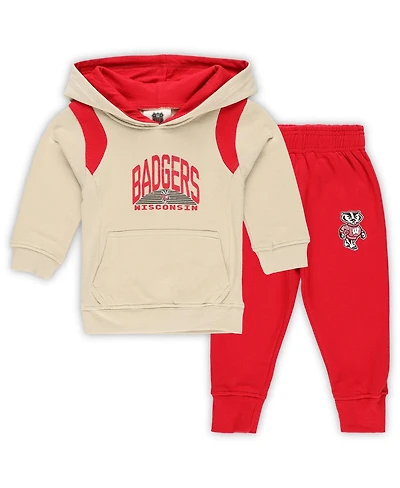 Wes & Willy Baby Boys and Girls 2-Piece Wisconsin Badgers Color Block Pullover Hoodie Sweatpants Set