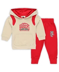 Wes & Willy Baby Boys and Girls 2-Piece Wisconsin Badgers Color Block Pullover Hoodie Sweatpants Set