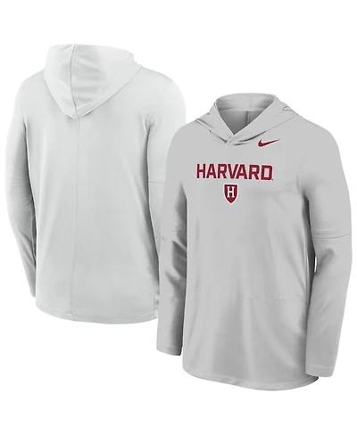 Nike Men's Gray Harvard Crimson Sideline Dri-fit Lightweight Hooded Sweatshirt