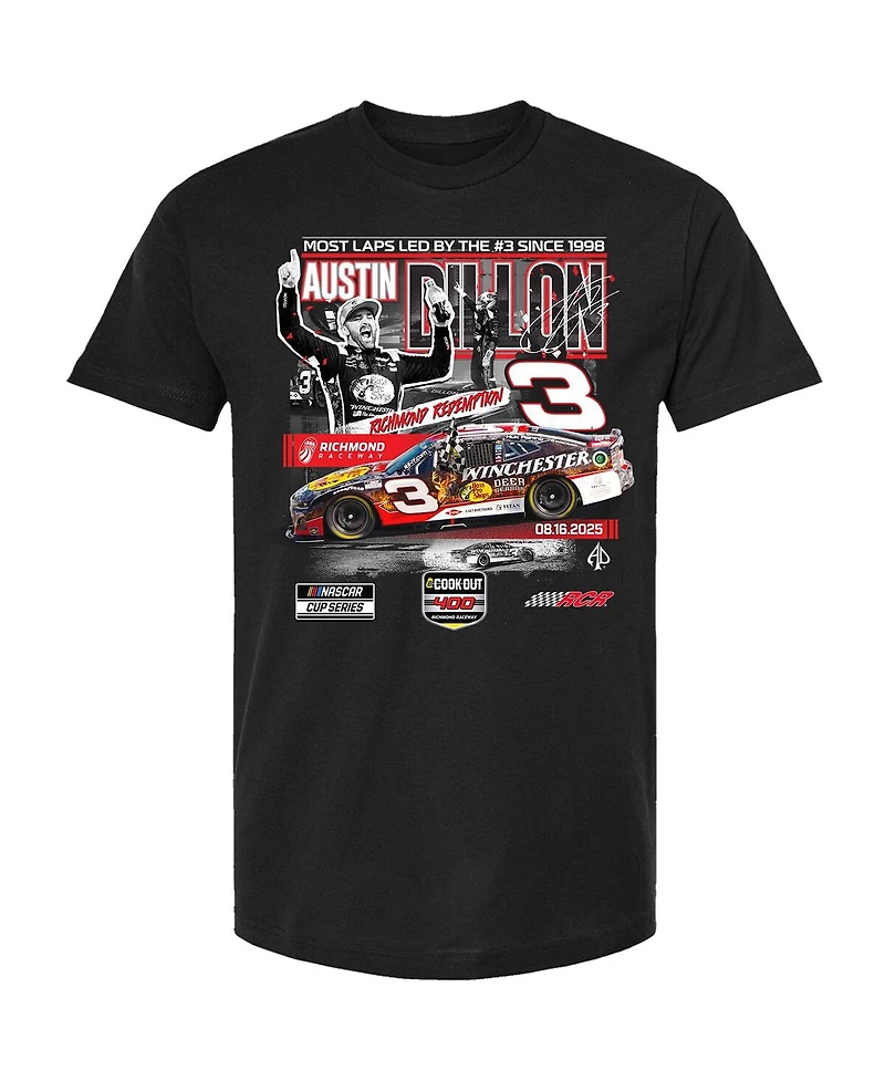 Checkered Flag Sports Men's Black Austin Dillon 2025 Cook Out 400 Race Winner T-Shirt