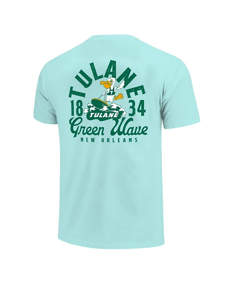 Image One Big Boys and Girls Teal Tulane Green Wave Comfort Colors Mascot Overlay T-Shirt