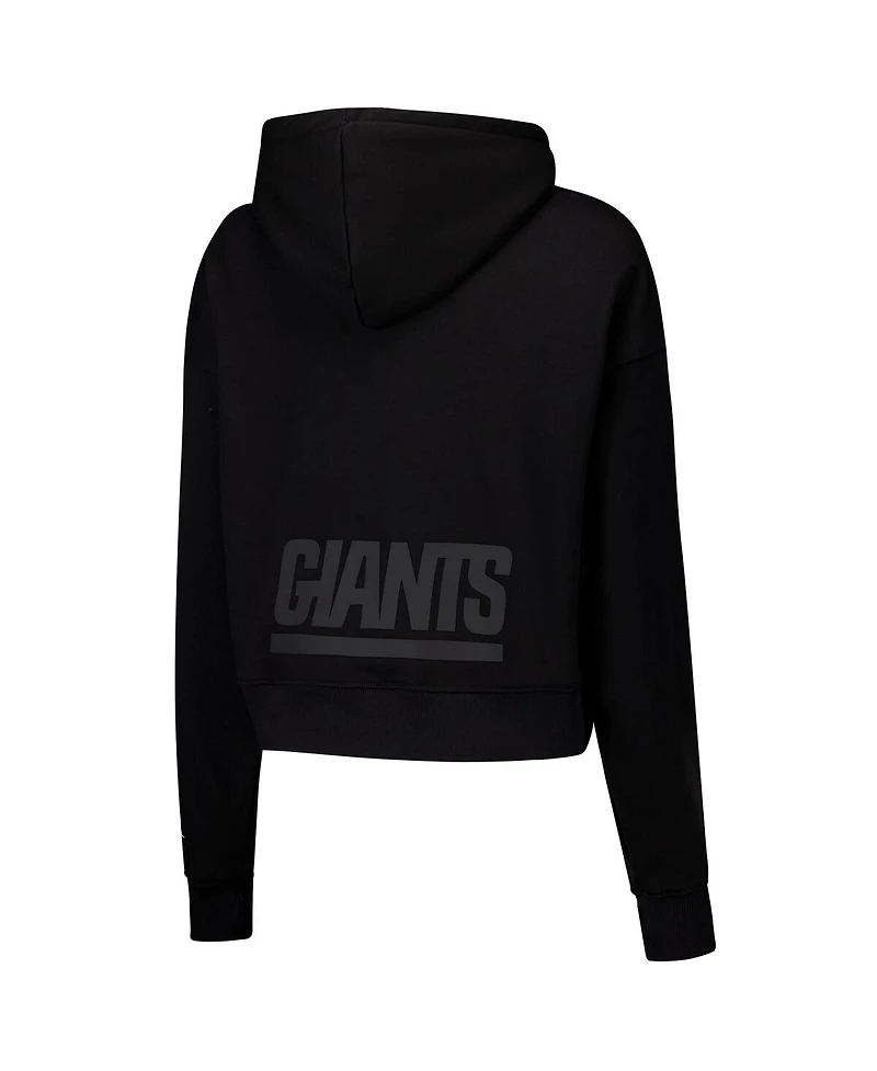 Pro Standard Women's Black New York Giants Jeweled Cropped Pullover Hoodie