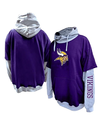 Profile Men's Purple/Heather Gray Minnesota Vikings Big Tall Twofer Pullover Hoodie
