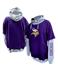 Profile Men's Purple/Heather Gray Minnesota Vikings Big Tall Twofer Pullover Hoodie
