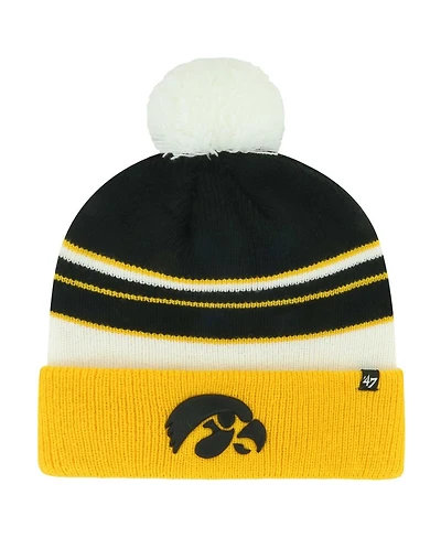 '47 Brand Big Boys and Girls Black Iowa Hawkeyes Peewee Cuffed Pom with Knit Hat