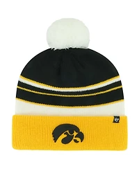 '47 Brand Big Boys and Girls Black Iowa Hawkeyes Peewee Cuffed Pom with Knit Hat
