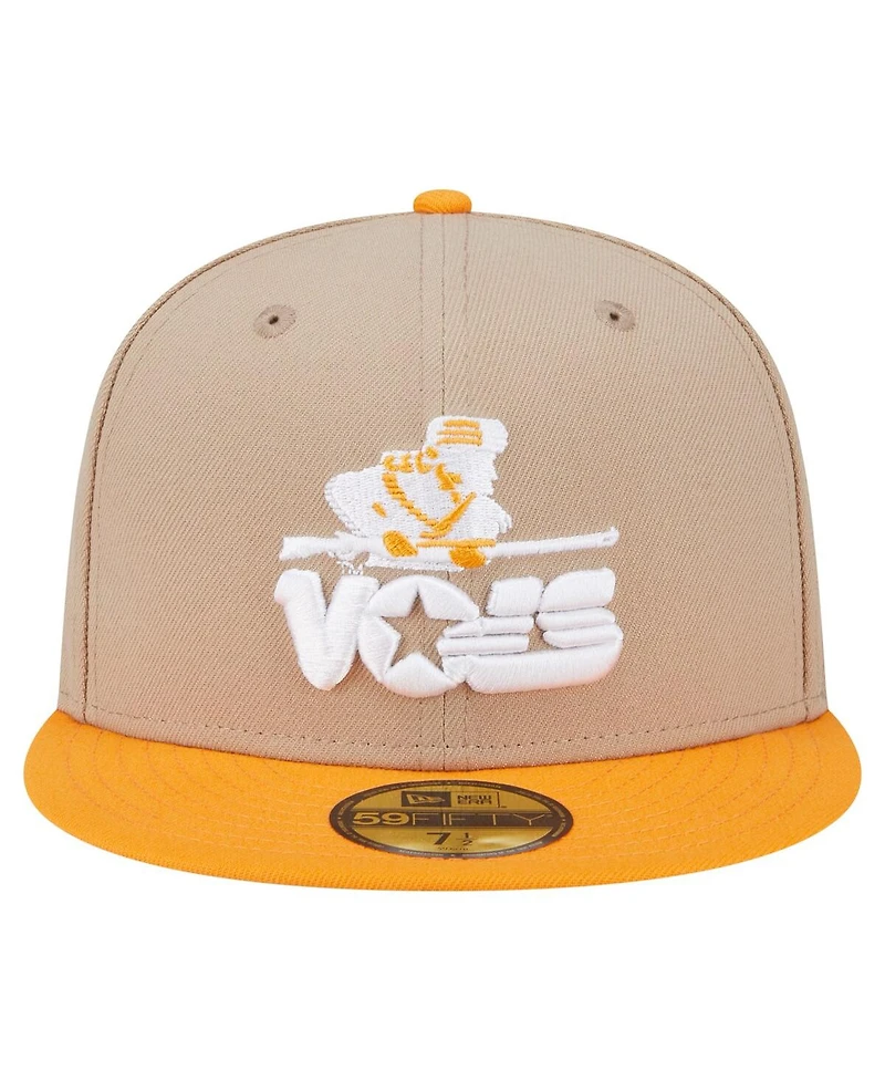 New Era Men's Khaki Tennessee Volunteers Throwback Two-Tone 59FIFTY Fitted Hat