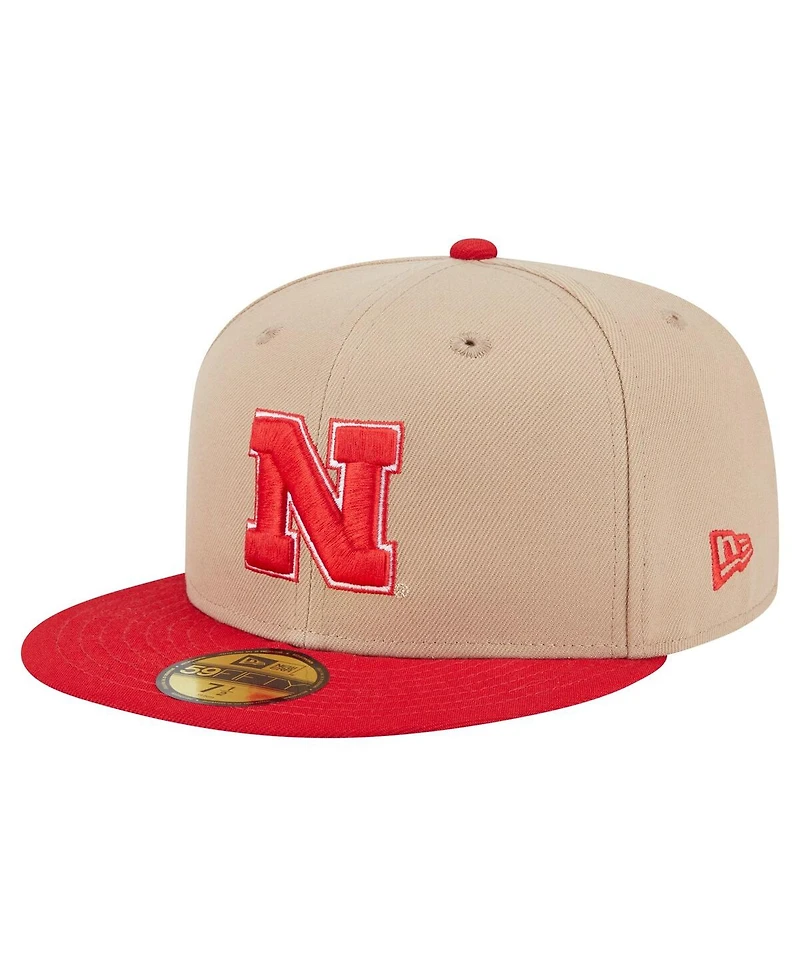 New Era Men's Khaki Nebraska Huskers Two-Tone 59FIFTY Fitted Hat