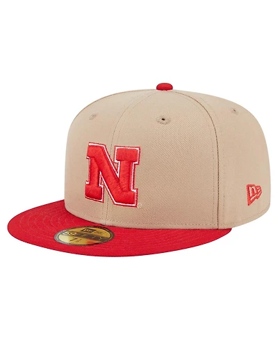 New Era Men's Khaki Nebraska Huskers Two-Tone 59FIFTY Fitted Hat