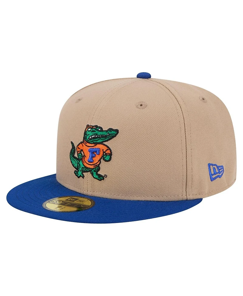 New Era Men's Khaki Florida Gators Throwback Two-Tone 59FIFTY Fitted Hat