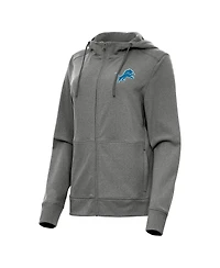 Antigua Women's Heather Charcoal Detroit Lions Seeker Full-Zip Hooded Jacket