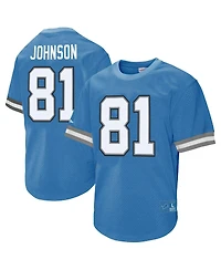 Mitchell & Ness Men's Calvin Johnson 81 Blue Detroit Lions Retired Player Name Number Mesh T-Shirt