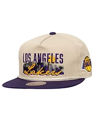 Mitchell & Ness Men's Cream/Purple Los Angeles Lakers Cityscape Caddy Snapback Hat