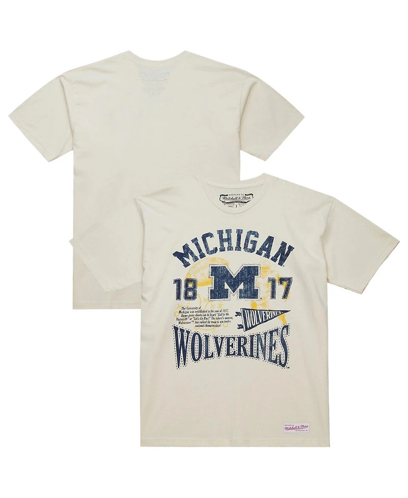 Mitchell & Ness Men's Cream Michigan Wolverines Heritage Scholar T-Shirt
