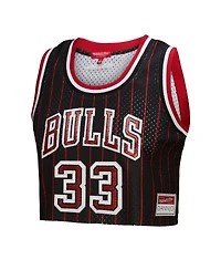 Mitchell & Ness x Dannijo Women's Scottie Pippen Black Chicago Bulls Fashion Cropped Basketball Jersey