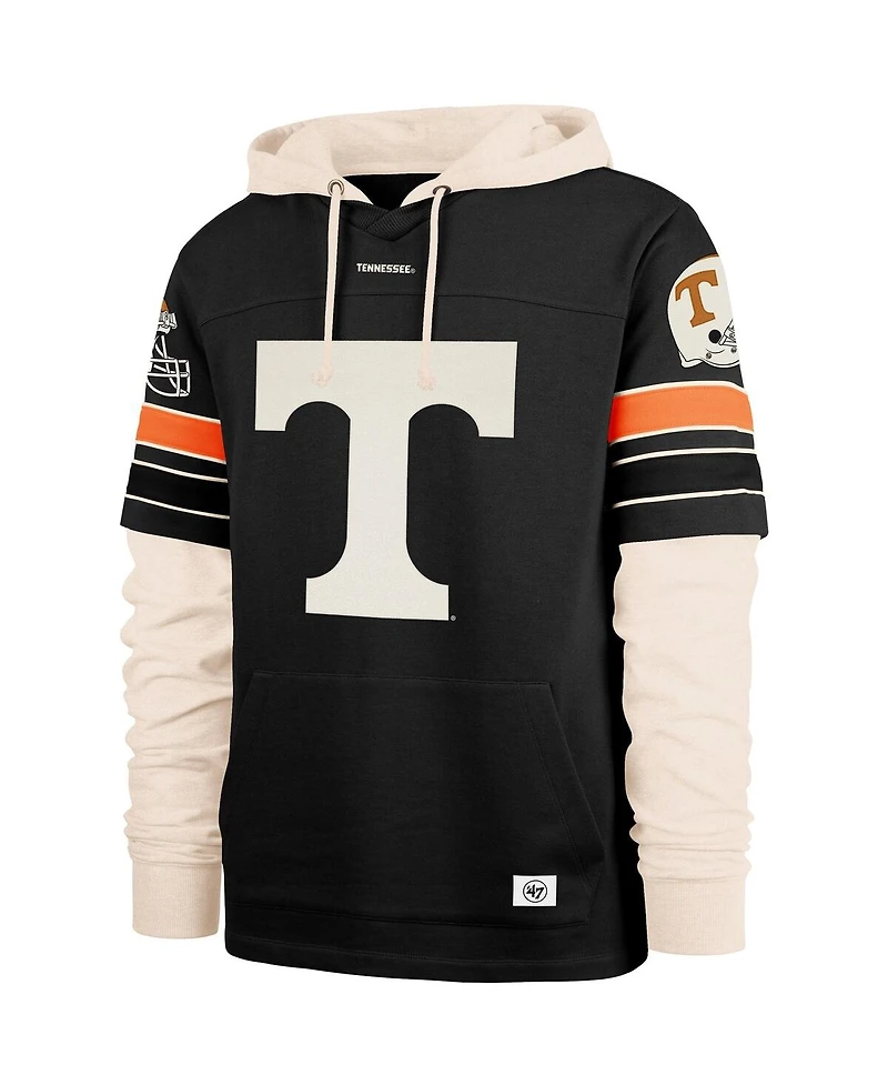 '47 Brand Men's Black Tennessee Volunteers Split Zone Cornerback Lacer Pullover Hoodie