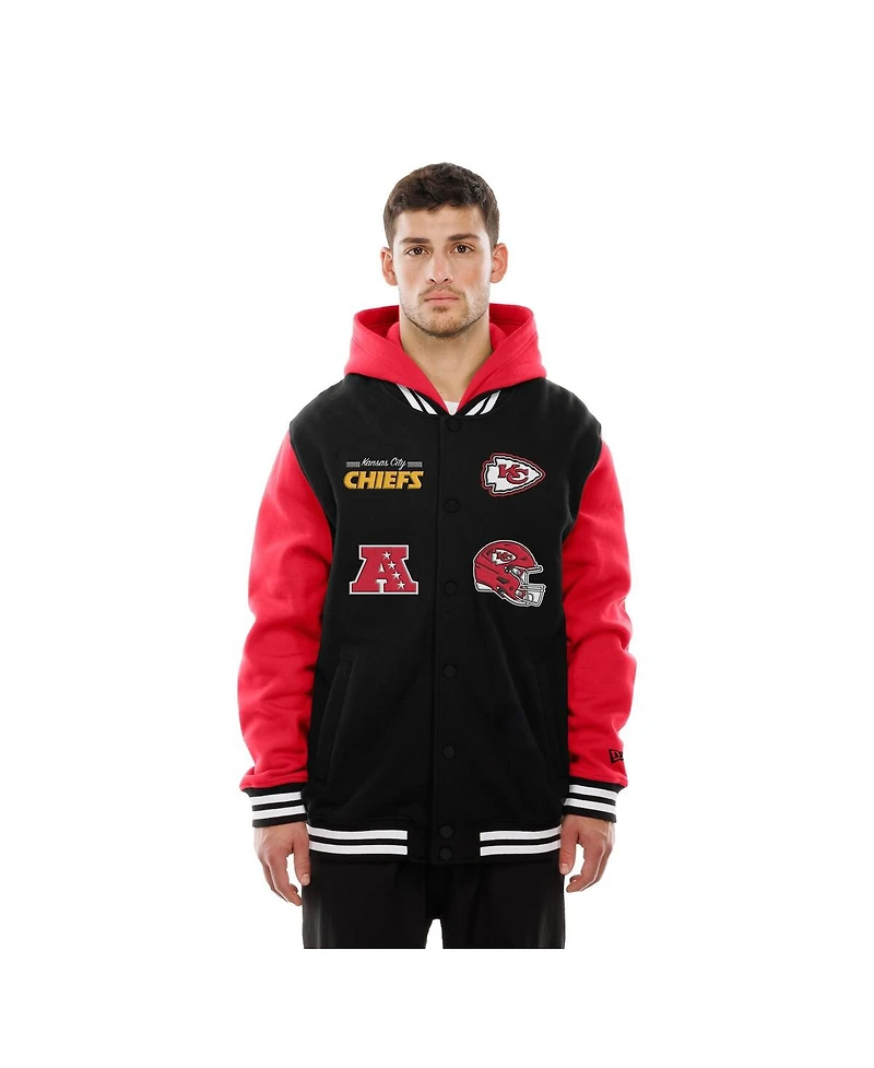New Era Men's Black Kansas City Chiefs Full-Snap Fleece Hoodie Jacket